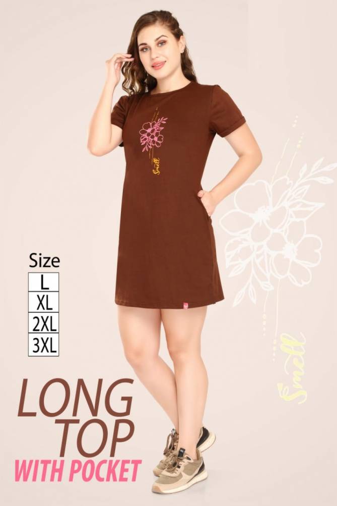 Long Top With Pocket Shinker Night Wear Designer Heavy Cotton Night Suits Collection